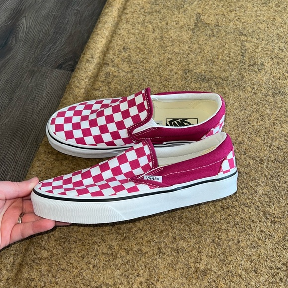 Vans Shoes - Vans Pink and White Checkered Slip-On Sneakers
